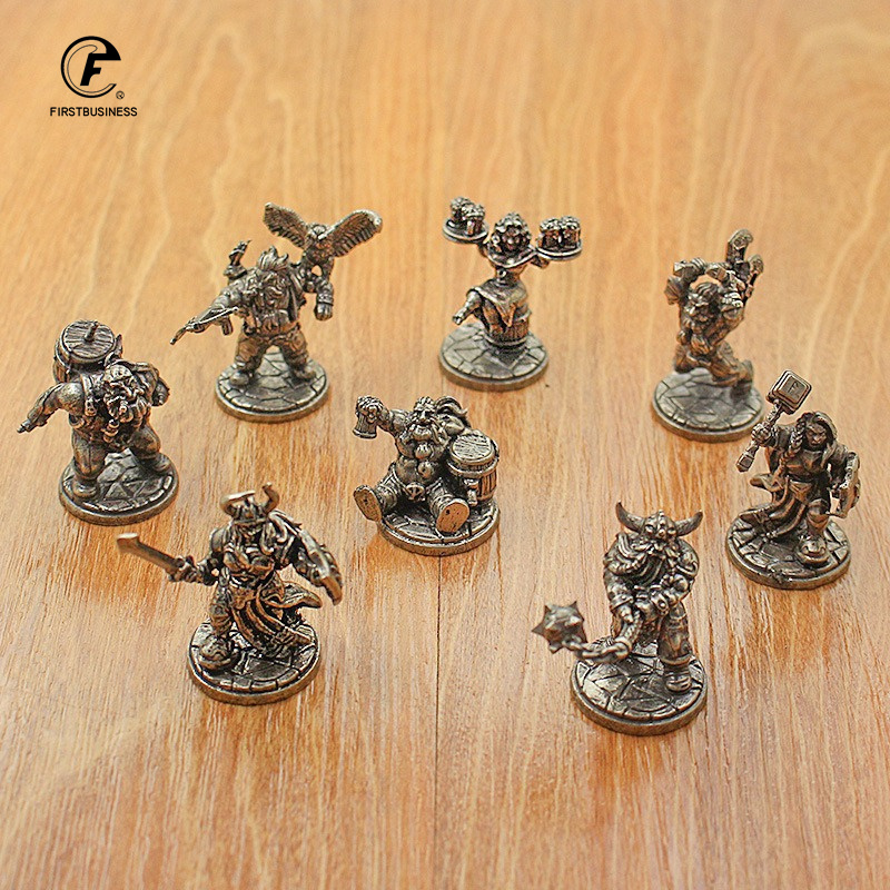Board Game Design - Vintage ทองเหลืองสีขาว Miniature Dwarf Warrior รูปปั้นเดสก์ท็อปเกมกระดานนักรบของเล่นเด็กโต๊ะตกแต่งเครื่องประดับหัตถกรรมของขวัญ