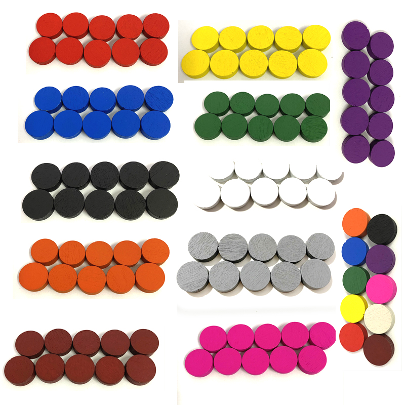Board Game Economy - 50 ชิ้น 15*5 มม.11 สีไม้ Disk