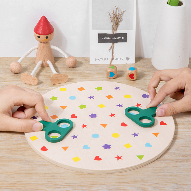 Board Game Design - เกมจับคู่สีและรูปทรงแบบมอนเตสซอรี่ ของเล่นพัฒนาทักษะการเรียนรู้แบบต่อสู้ความจำ พร้อมลูกเต๋า เกมกระดานเสริมพัฒนาการแบบอินเทอร์แอคทีฟ