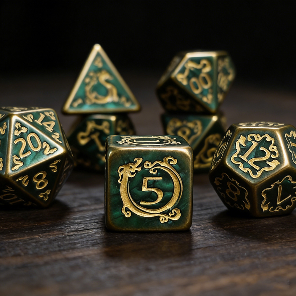 Board Game Pandemic - ลูกเต๋า DND 7 ชิ้น/ชุด ลายมังกร ลูกเต๋าหลายเหลี่ยม