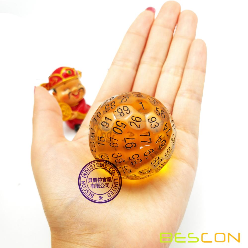 Board Game Pandemic - BESCON ลูกเต๋าโปร่งแสงหลายเหลี่ยม 100 ด้านลูกเต๋าโปร่งใส D100 Die,100
