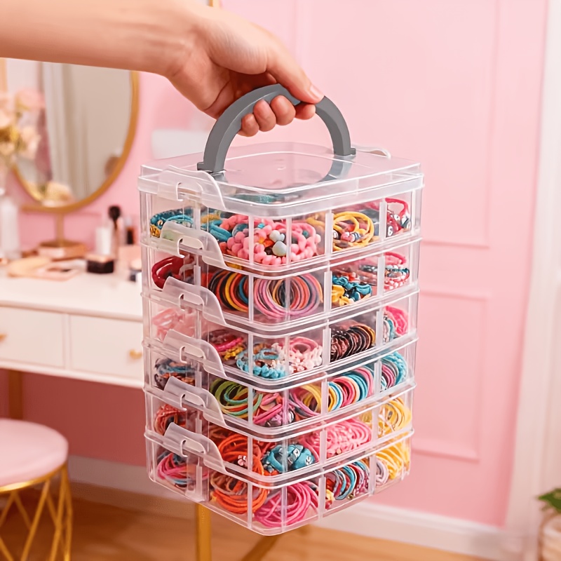 Token Tray Organizer - กล่องเก็บของแบบใส 5 ชั้น พร้อมฝาปิดและหูหิ้ว ดีไซน์แบบปิดด้วยตัวล็อค ใช้สำหรับเก็บเครื่องประดับ