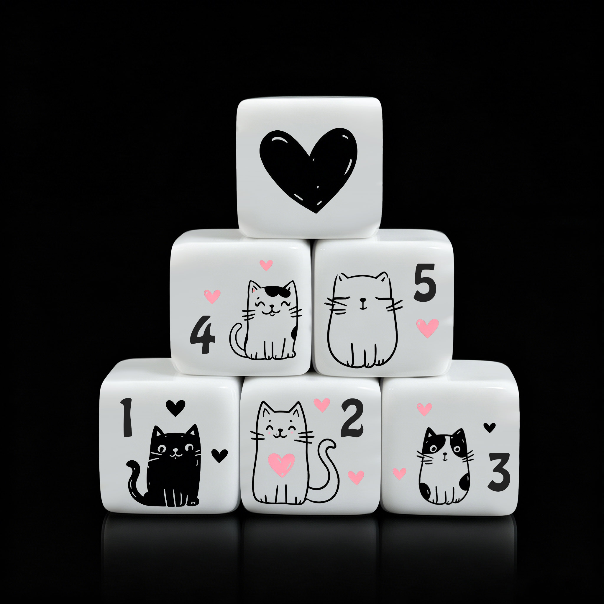 Board Game Design - 12 ชิ้น/ชุด ลูกเต๋ารูปแมวน่ารักขนาด 16 มม. ลูกเต๋าอะคริลิก