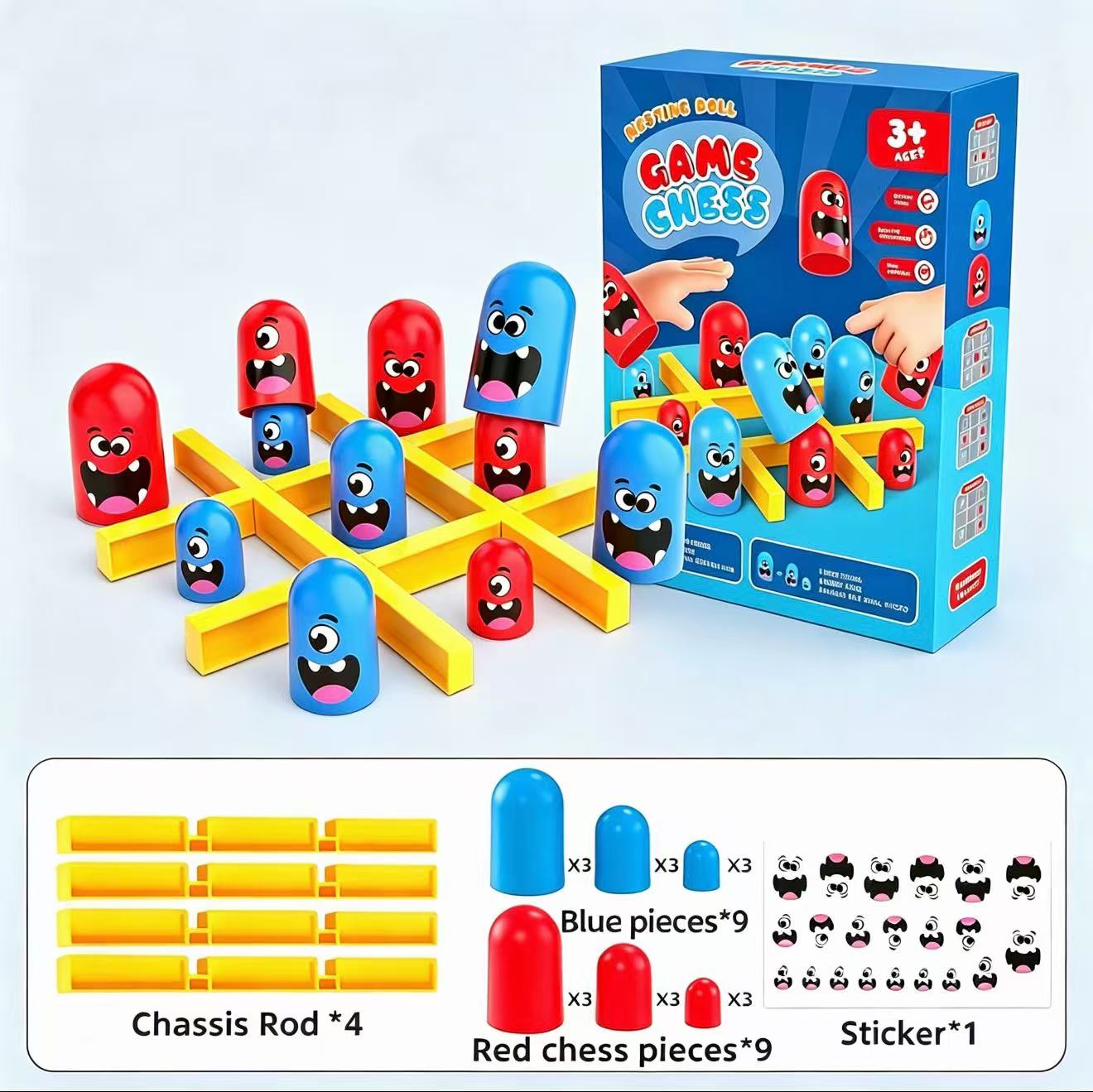 Board Game Electronic Table - เกมกระดานต่อสู้แบบคู่ ทิก-แทค-โท พร้อมถ้วยซ้อนกันได้ ขนาดพกพา ของเล่นเสริมพัฒนาการตรรกะและการคิดเชิงเหตุผลสำหรับเด็กและผู้ปกครอง