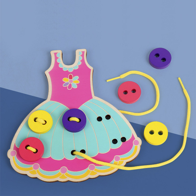 Board Game Fun - 1 ชุดเด็ก Montessori เรียนรู้ทักษะชีวิตขั้นพื้นฐานการสอน Aid กระโปรงเสื้อผ้า