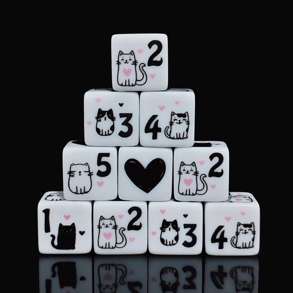 12 ชิ้น/ชุด ลูกเต๋ารูปแมวน่ารั - Board Game Design บทวิจารณ์และราคา
