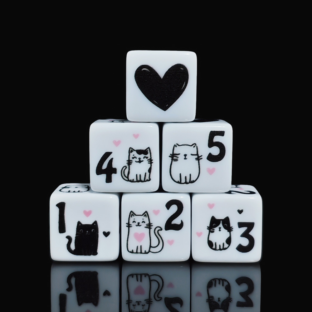 12 ชิ้น/ชุด ลูกเต๋ารูปแมวน่ารั - Board Game Design บทวิจารณ์และราคา