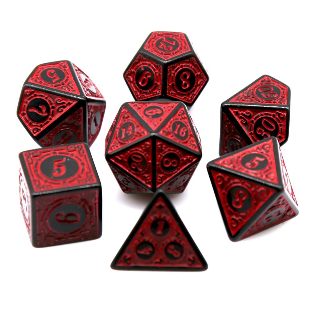 7 ชิ้นสีดำสีแดงอะคริลิคโพลีเฮด - Board Game Electronic Table บทวิจารณ์และราคา